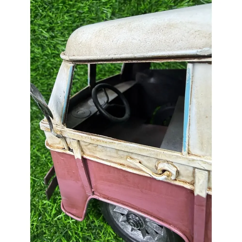 VW Bus Led Zeppelin Metal Model Van Surfboards Vintage Style Decor Collectible